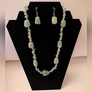 Vintage Jade Necklace and Earring Set
